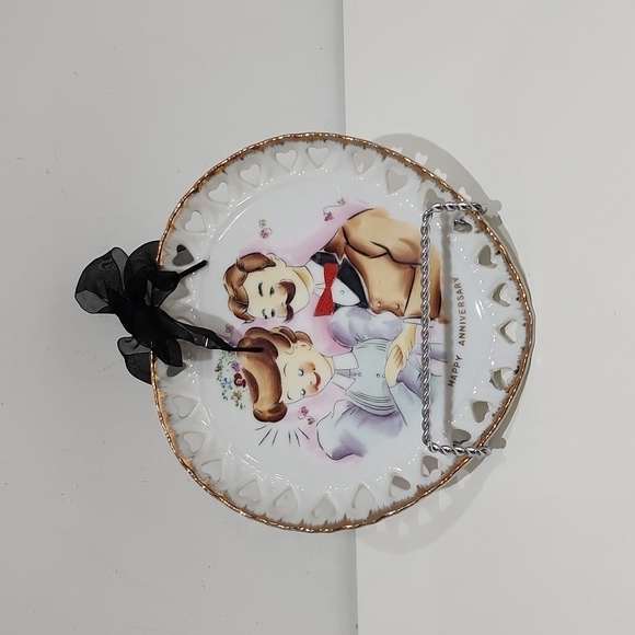 Vintage  Norcrest Japan  Happy  Anniversary  decorative wall plate - Picture 3 of 14